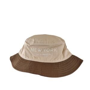 NYON New York or Nowhere Beige Brown Bucket Hat Embroidered Outdoor Brim Hat NEW